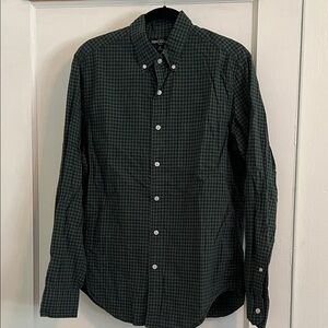 J. Crew Factory Forest Green Checkered Shirt